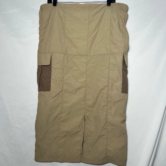 Women's Vero Moda Beige‎ High Rise Cargo Maxi Skirt Size M - Picture 2 of 7